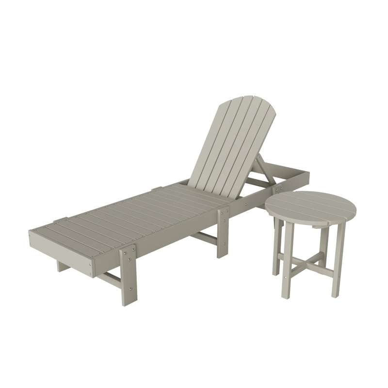 Altura Outdoor Chaise Lounge with Table, Sand Brown