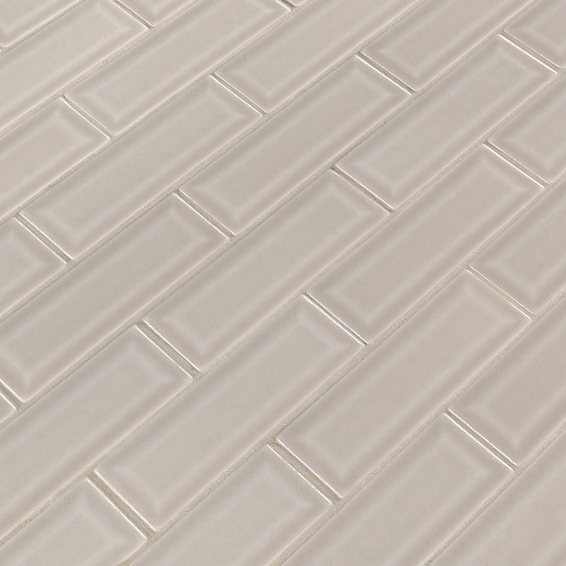 Subway 12 in. x 12 in. Glossy Ceramic Mosaic Wall Tile, Chapel Frost