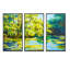 «Blue Lake Under Green Tree», peinture sur toile flottante 3 pièces-88093371-88093370