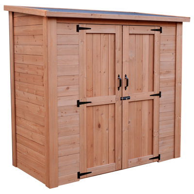 Cedar Wooden Heavy Duty Lean-To Storage Shed With Double Doors
