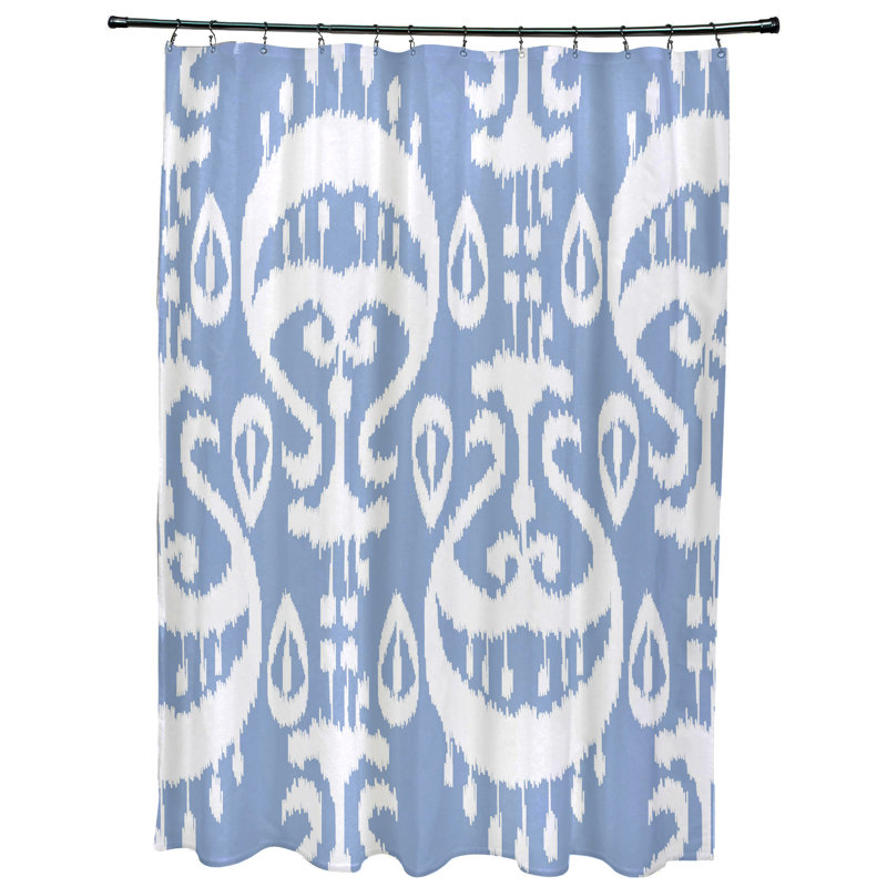 Rideau de douche simple Melchior Ikat, Bleu