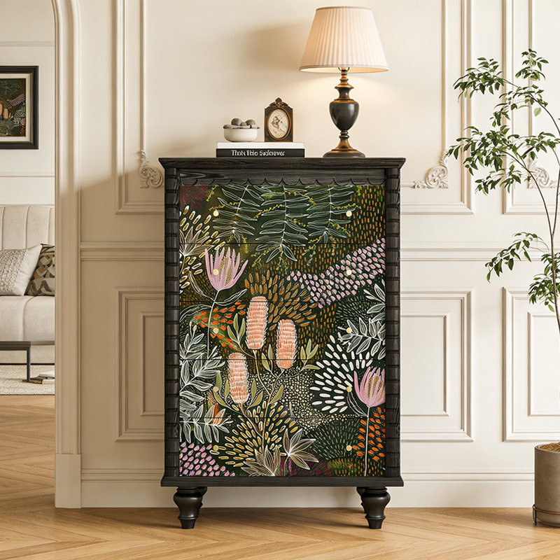 Commode d'entrée Mid-Century en bois massif, Noir