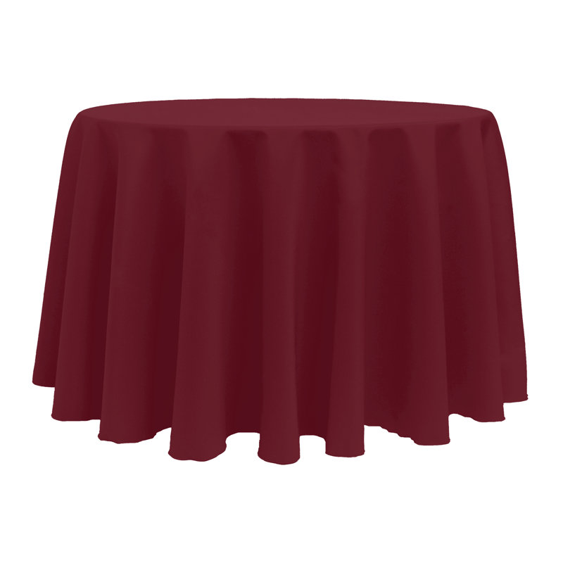 10 Pack Round Polyester Linen Tablecloth, 114" x 114", Ruby