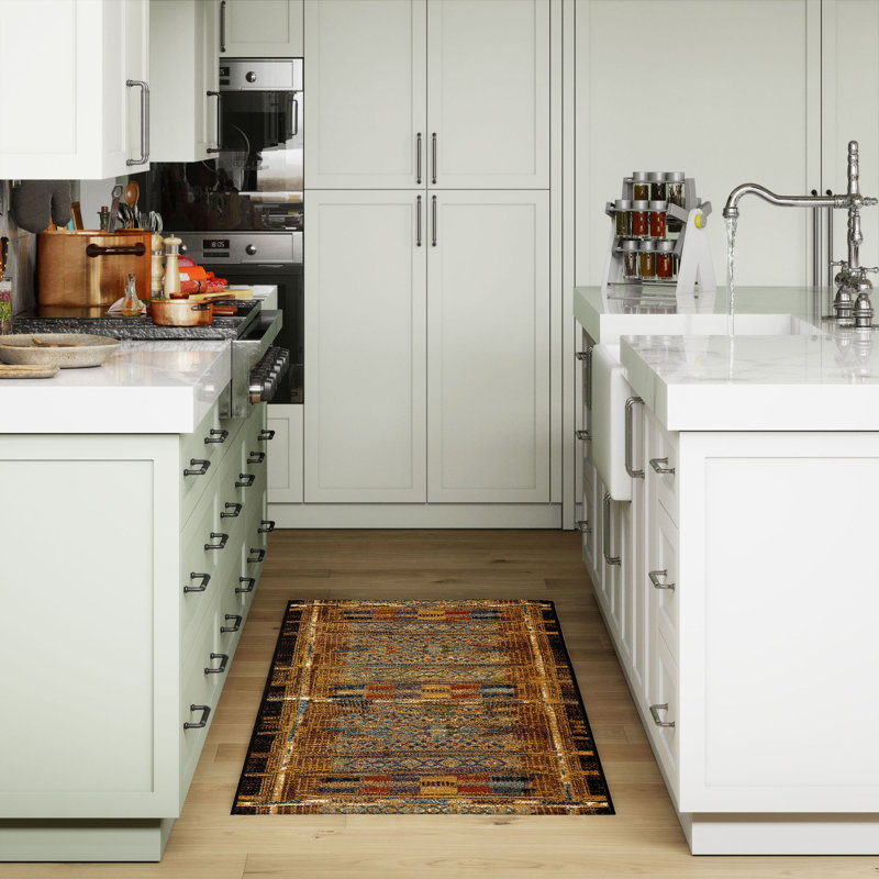 Lakedia Synthetic Non-Skid Kitchen Mat, Rectangle 2'5" x 3'11", Gold