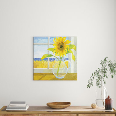 Sunflower in the Window 1 Piece Wrapped Canvas Wall Art