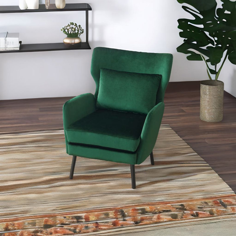 Fauteuil d'appoint à oreilles, Velours vert