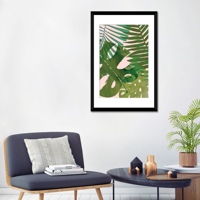 « tropical enchevêtrer ii », art sur toile, H 24 po x l 16 po x P 1 po, Papier d'art encadré noir