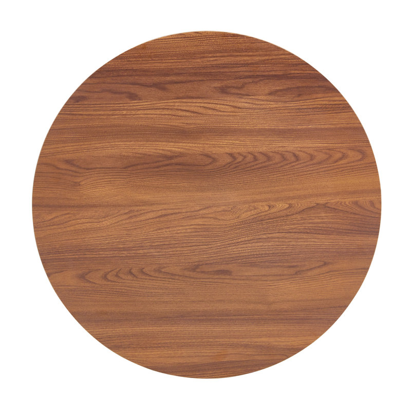 Table basse ronde en noyer de 27,5 pouces avec base en métal rustique industrielle en diamant pour le salon et le bureau