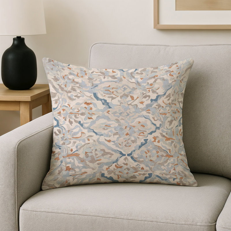 Coussin décoratif intérieur et extérieur Modern, Floral gris 174, Carré 18 po