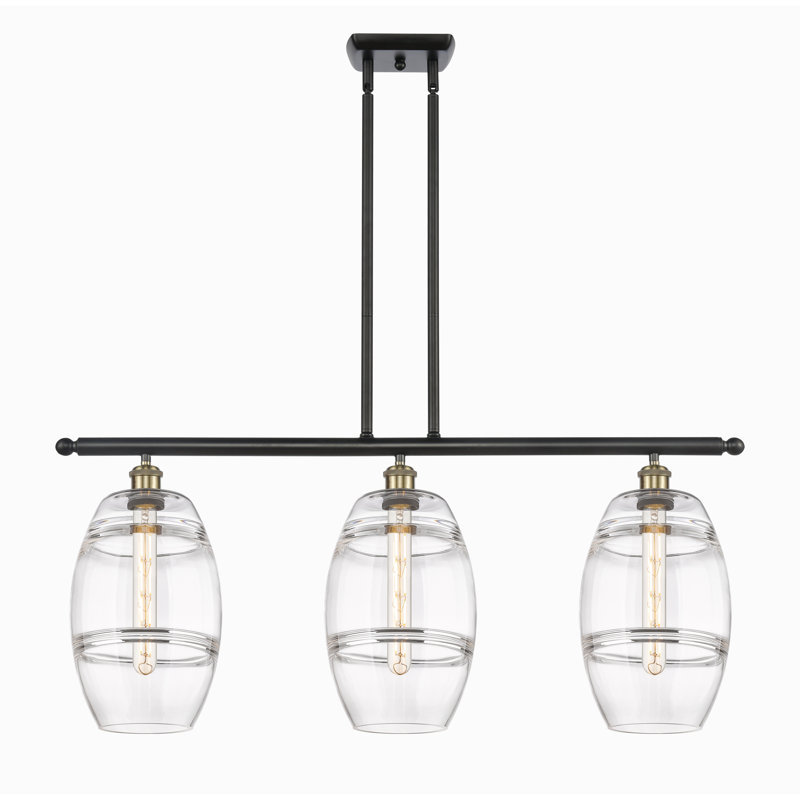 Dundrod 3 - Light Kitchen Island Pendant, Clear, Black Antique Brass