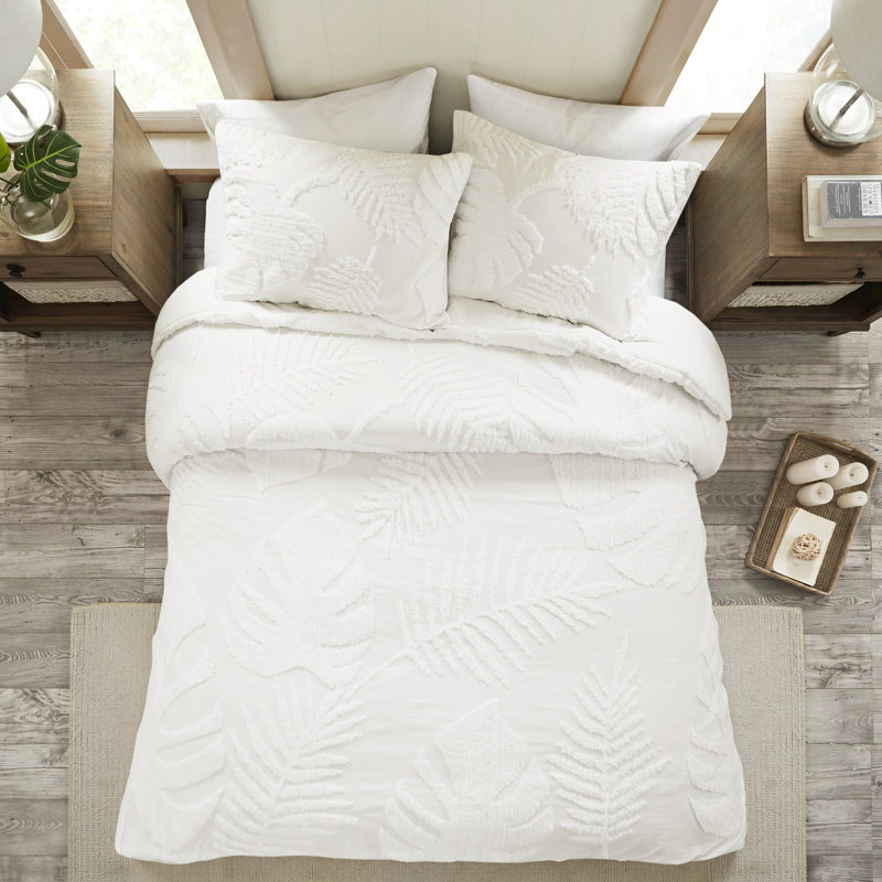 3 Piece Cotton Chenille Comforter - King/ King, , Beach House Bedroom, Filled Fill, King Comforter + 2 Shams