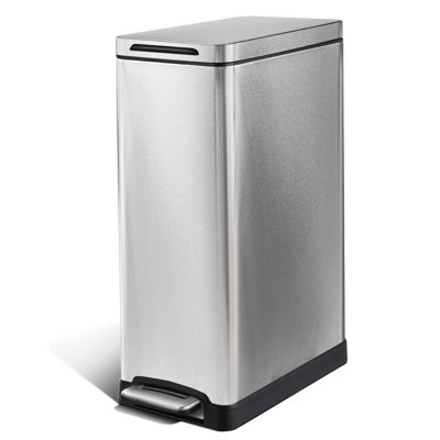 Home Zone Living 11 Gallon Kitchen Trash Can with Soft-Close Lid and Slim Stainless Steel Design
