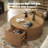Fully Assembled Modern 35" W Contemporary Round Coffee Table with Solid Wood Fluted Base, 2 Hidden Storage Drawers & Wood Veneer Top-837473651-1049656736