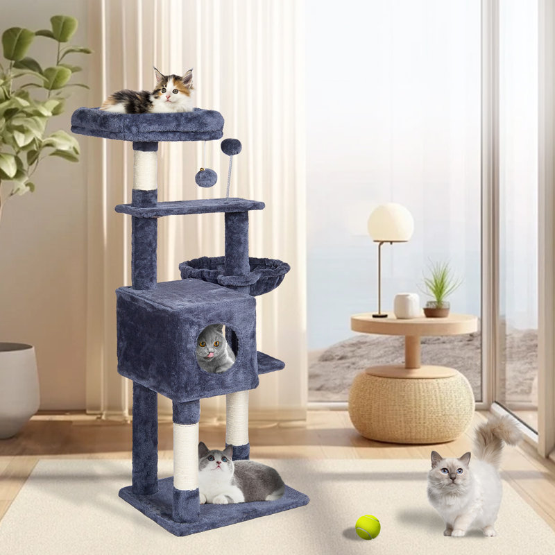Cat Tree 45.2" Cat Tower with Cat Condo Sisal Scratching Post Dark Grey