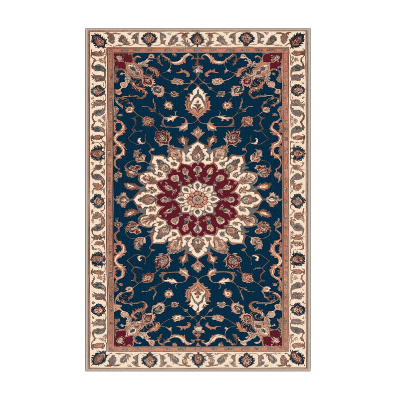 Tapis brun Tabriz lavable à la machine, Rectangle 6 pi x 9 pi