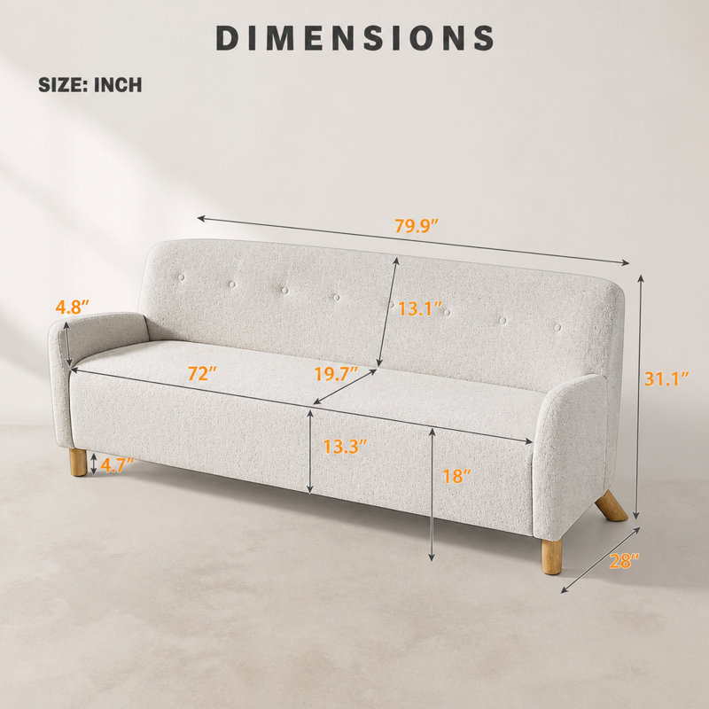 Canapé 3 places Modern Canapé rembourré Modern, Beige Linen