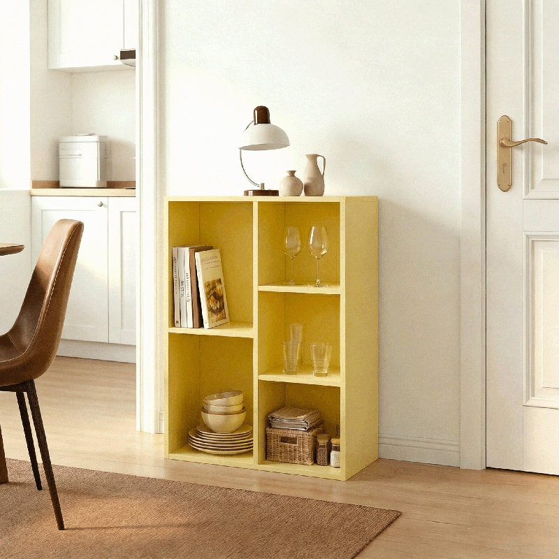 Bomeda 5-Cube Storage Organizer Bookcase, Bookshelf, Yellow, Yellow