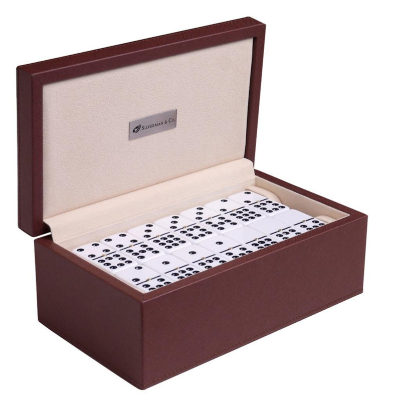 Ensemble Domino, H 4 po x l 5,5 po x L 9,5 po, Brun / blanc