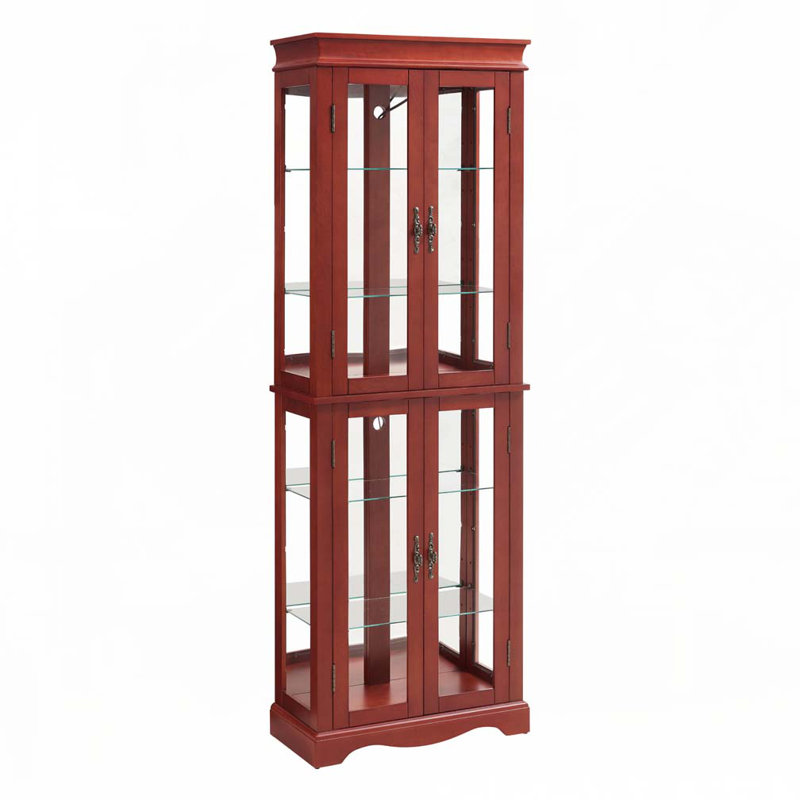 Armoire de rangement en verre, Cerisier, H 70,08 po x l 23,82 po x P 11,81 po