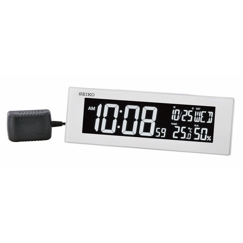 QHL085WLH Digital Alarm Clock, White, White