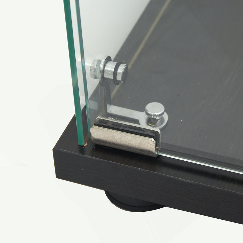 Vitrine à DEL avec 4 tablettes vitrées avec porte et bibliothèque au sol, Noir