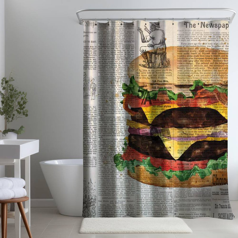 Shower Curtain GA79 – Polyester Shower Curtain, Dye Sublimation Print, 71" W × 74" L