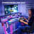 57inch Gaming Desk with Music Sync Light, L-Shaped Home Office Desk with Power Outlet & Monitor Stand ,Shelves, Cup Holders, and Hooks-1656714414