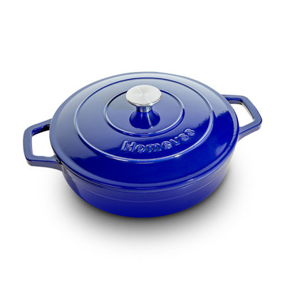 HomeVSS 4-Quart Enameled Cast Iron Braiser with Lid & Dual Handles