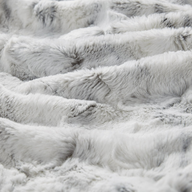 Jeté luxueux en fausse fourrure gris