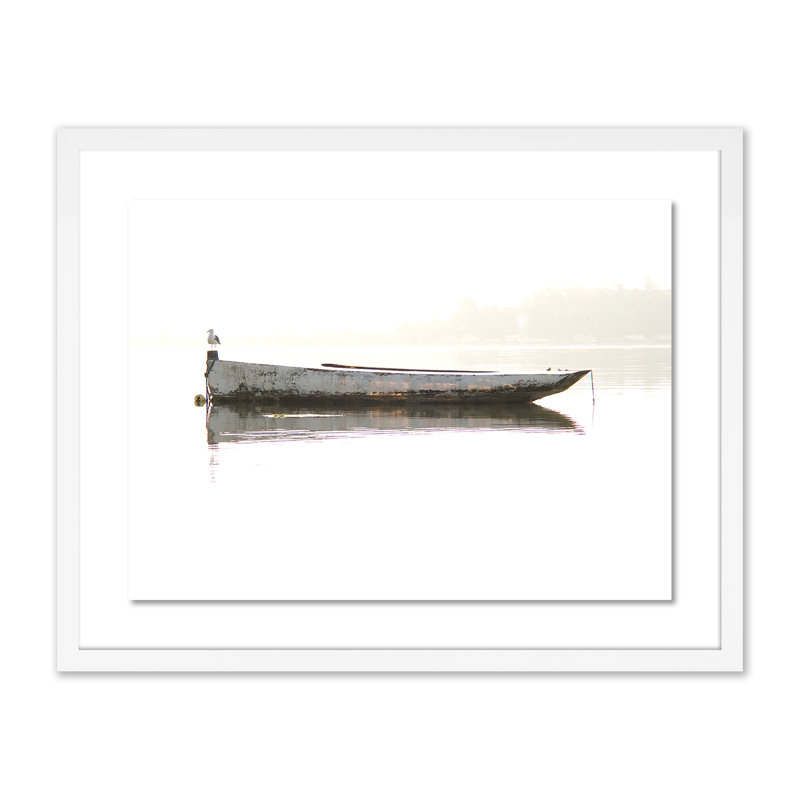 Oyster Skiff Print by Geoffrey Baris, 19" H x 24" W x 1.5" D, White
