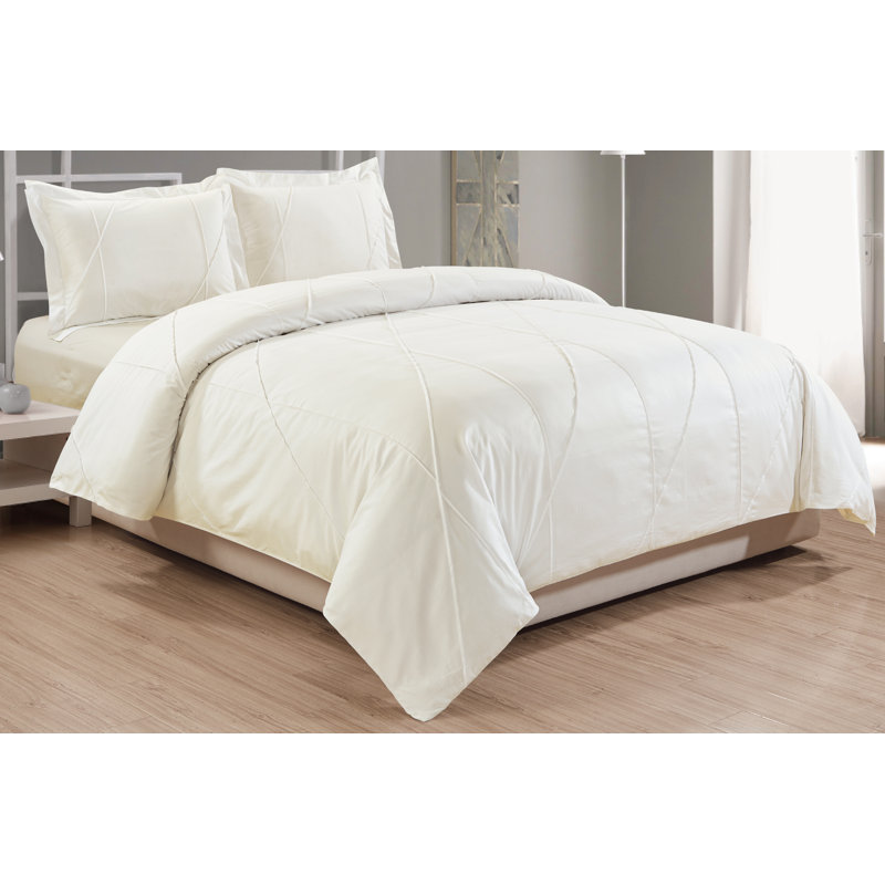 Sherry Modern & Contemporary Cotton Box Stitch Geometric Shapes Duvet Cover, King Duvet Cover + 2 Shams, Ivory
