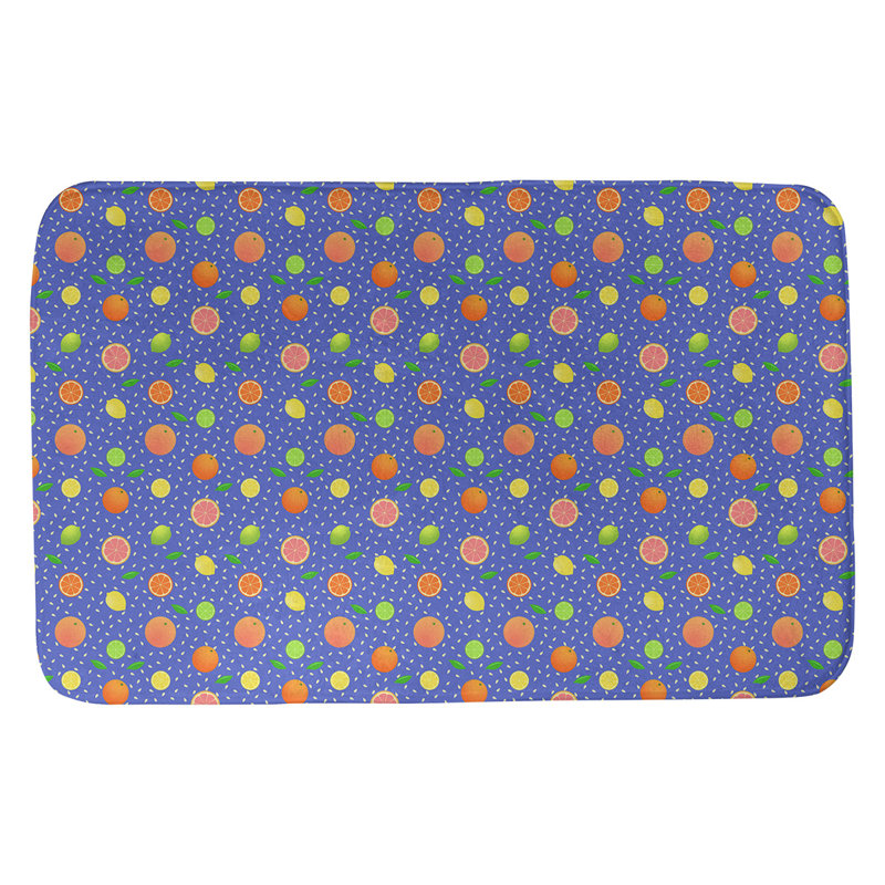 Tapis pour salle de bain agrume fruit Leffel, l 17 po x L 24 po, Bleu