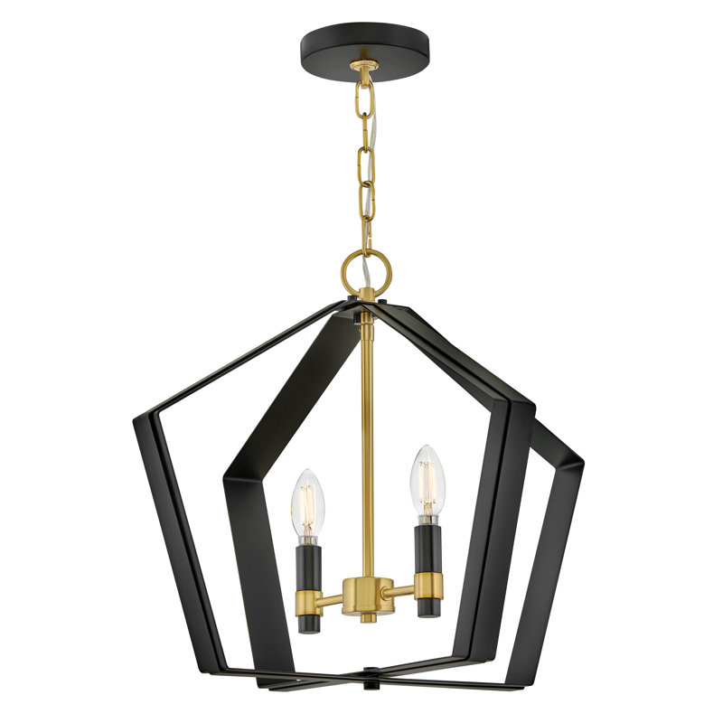 Sammi 20" 2-Light Candle Open Frame Pendant, Black