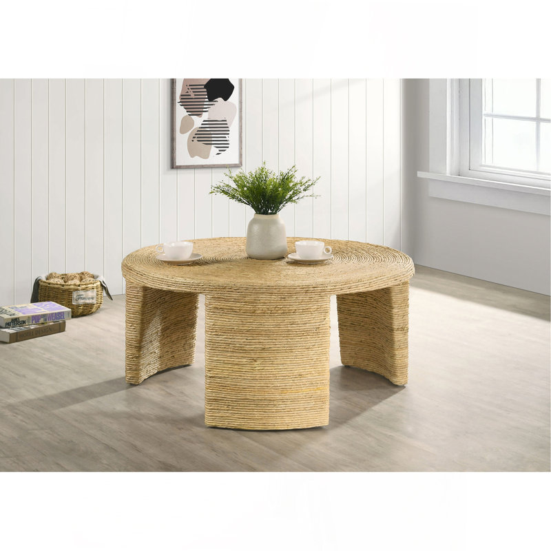 Mize Woven Rattan Round Coffee Table