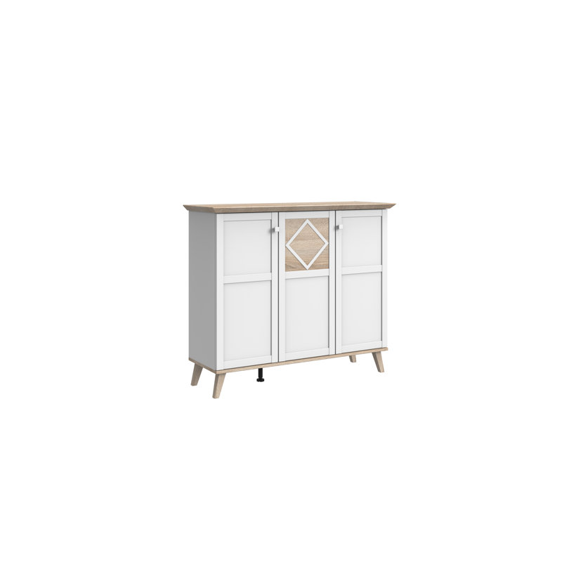 Milsom 133cm W Chest of Drawers, White/Abs. Rough-Sawn Replica Oak