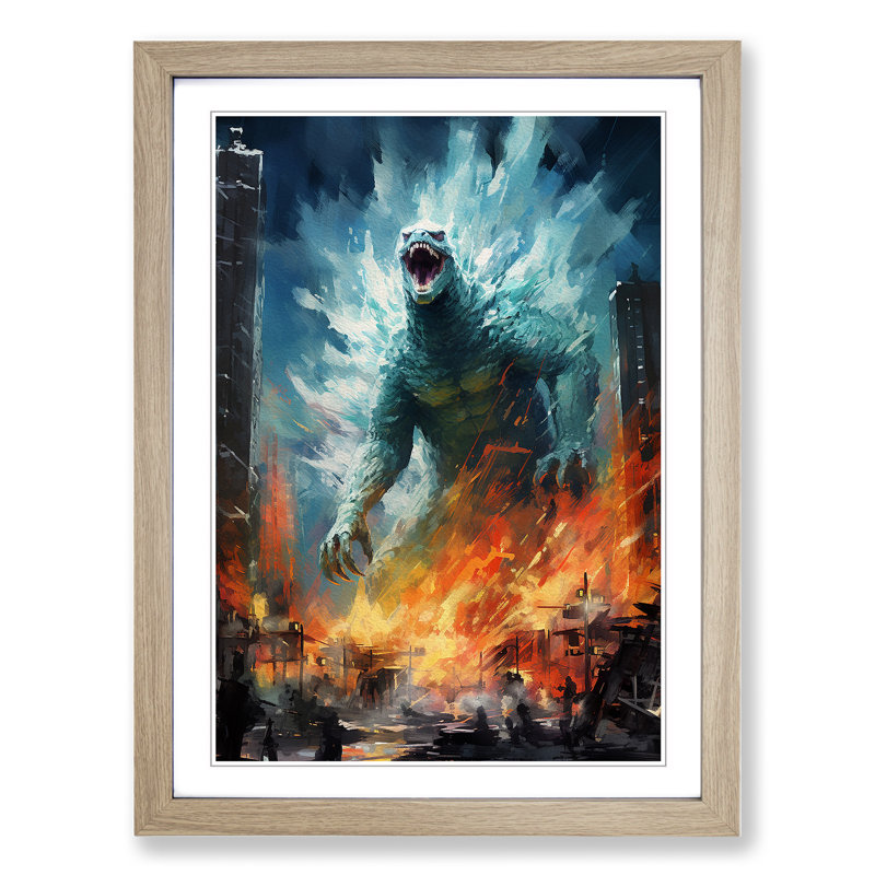 Godzilla Impressionism - Framed Print
