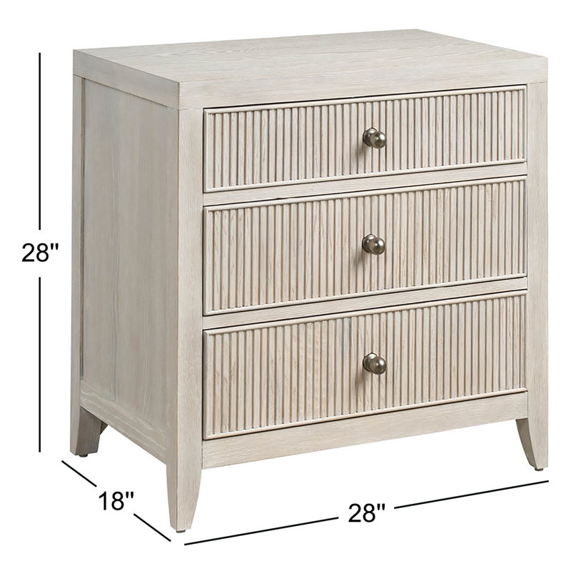 Avaline Carmen 3 - Drawer Nightstand, White Oak