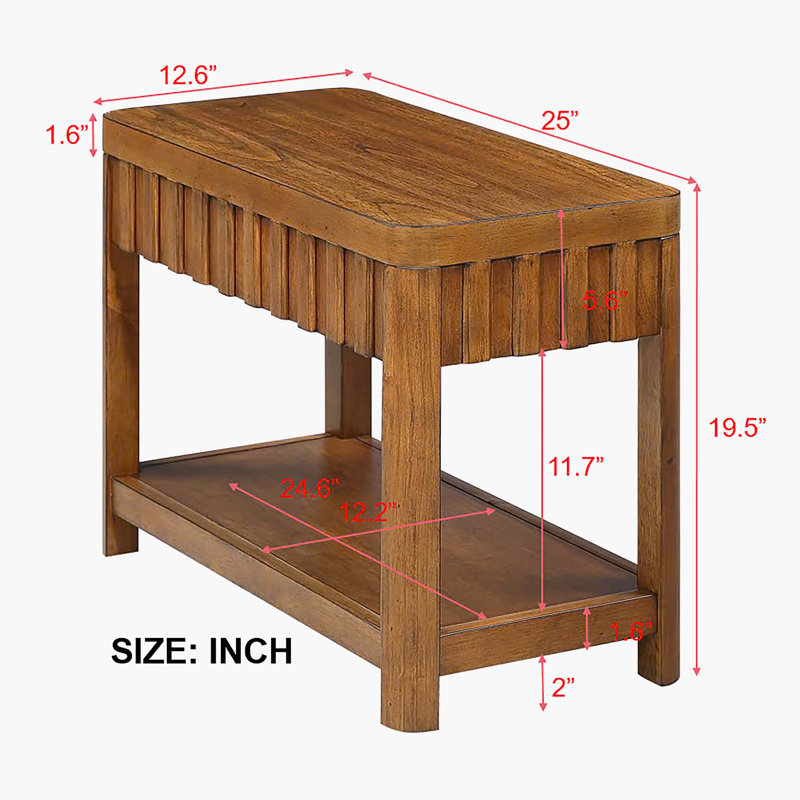 Side Table with Storage Shelf, Walnut