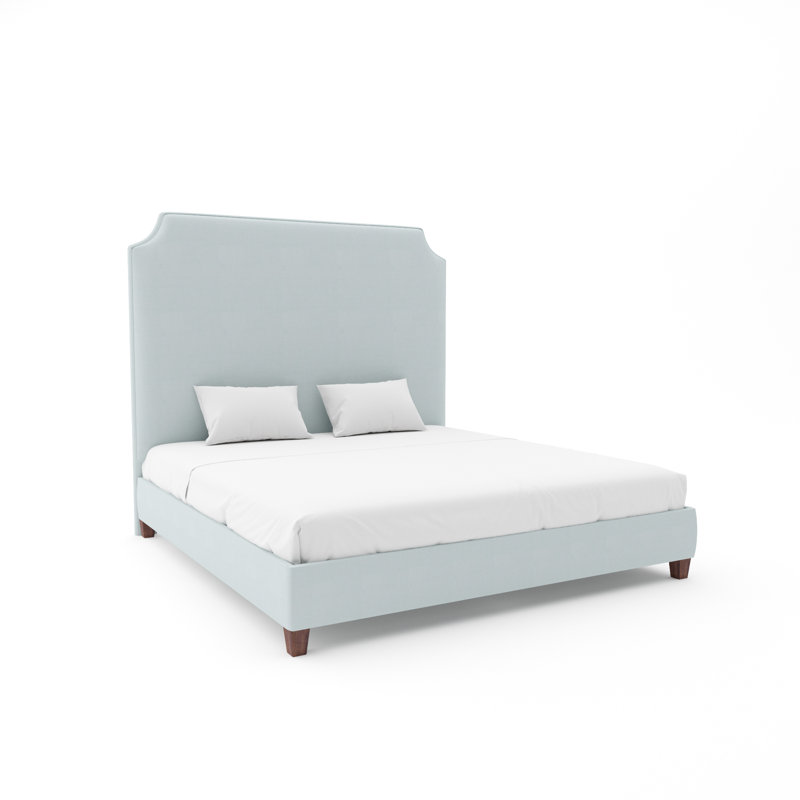 Caldwell Custom Upholstered Bed with 9" Rails, Queen, Posh Life Performance Velvet Grape, White