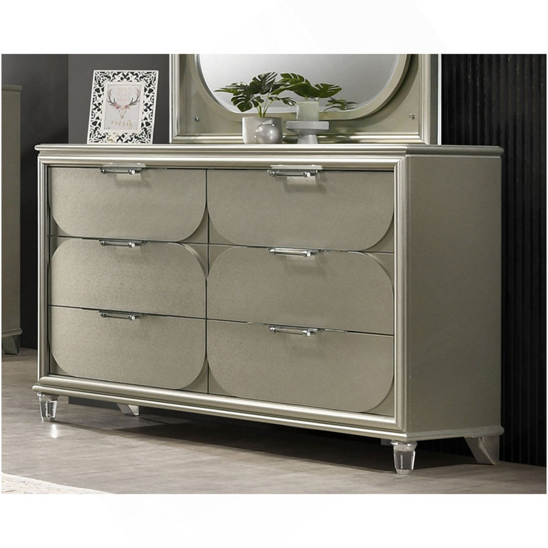 Commode contemporaine en acrylique à 1 poignée à 6 tiroirs