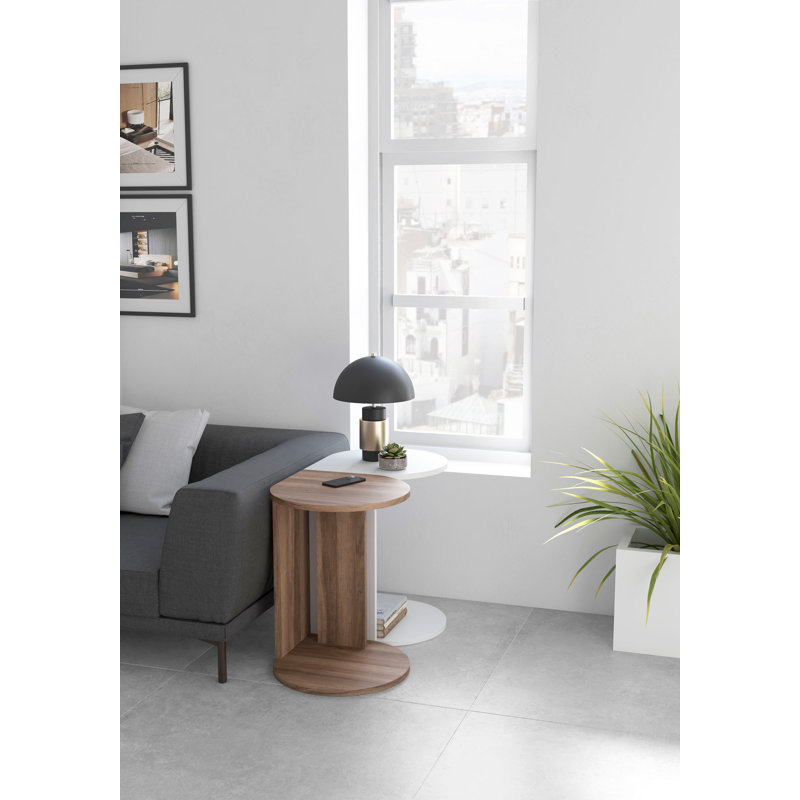 Alberdina Abstract End Table, White