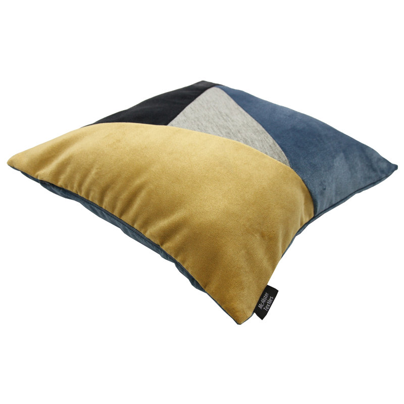 Epicurus Patchwork Square Cushion, 43 x 43cm, Ochre/Navy Blue