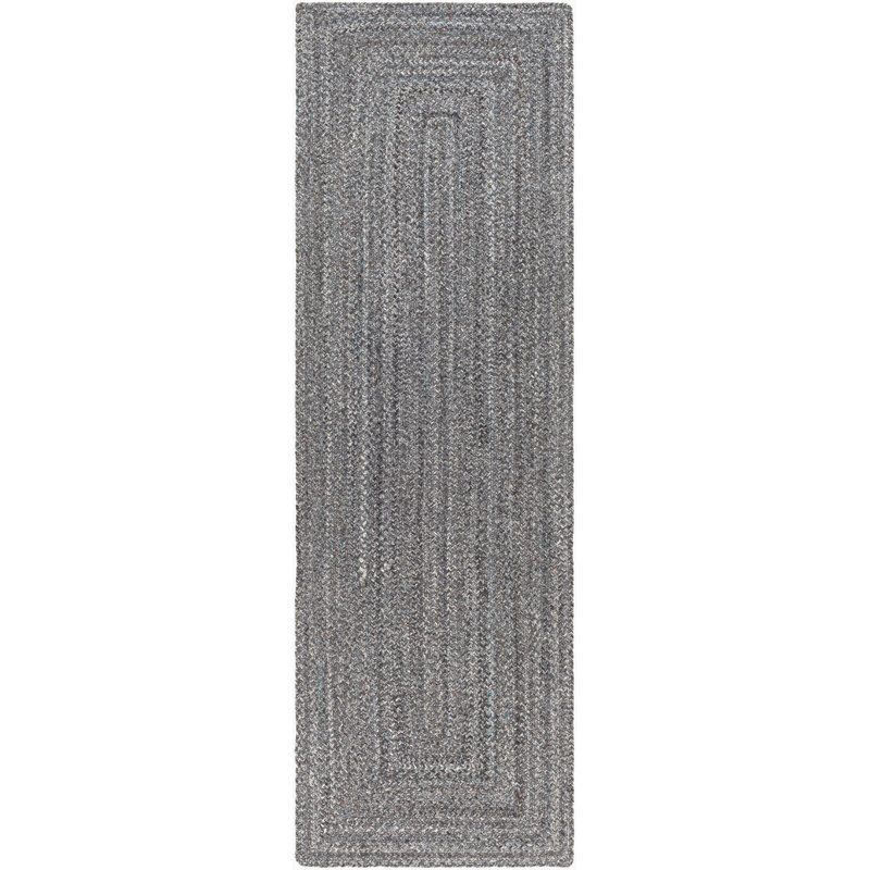 Tapis d'intérieur / extérieur gris clair tissé à la main Harter, Tapis de couloir 2 pi 6 po x 8 pi