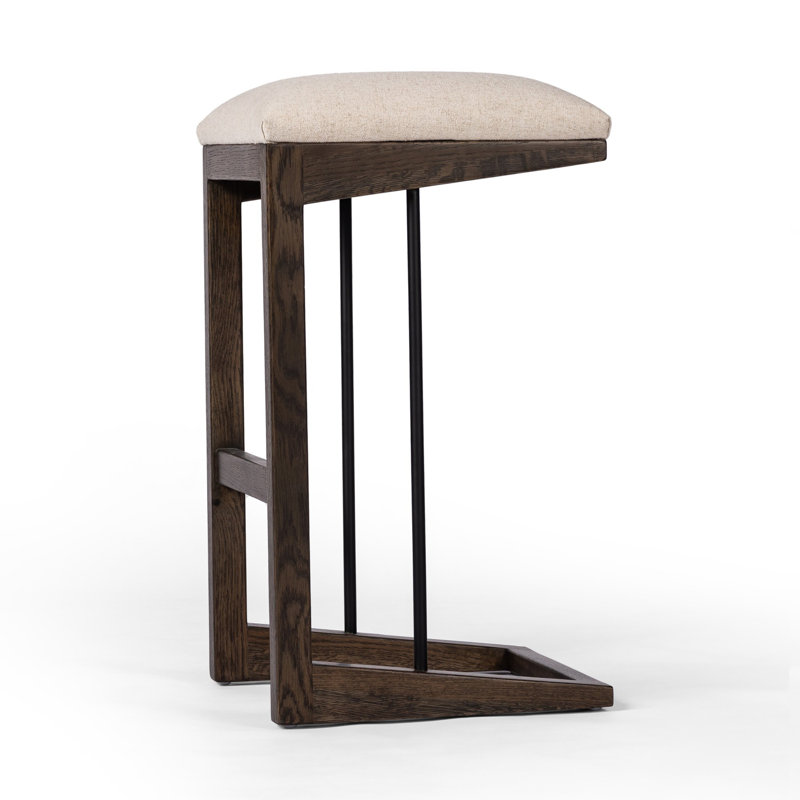 Tabouret Cicily, Tabouret de bar (siège d'une hauteur de 31 po), Chêne brun de Sienne, Crème