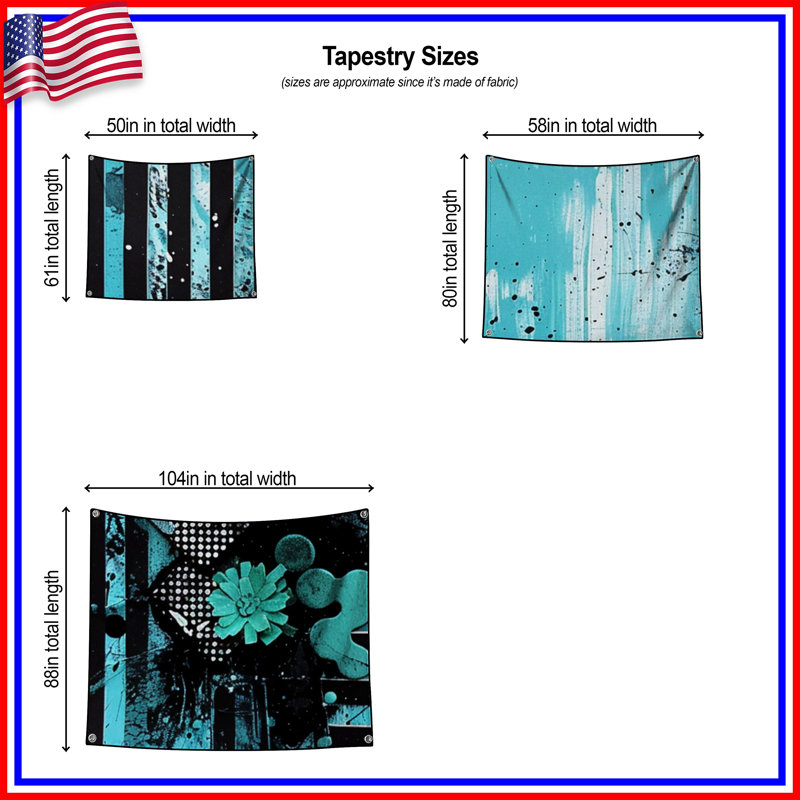 Tapisserie murale abstraite - art mural, 104in H x88 with 4 Grommets