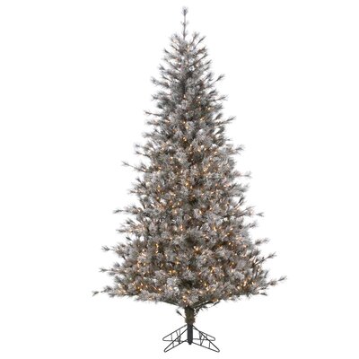 7'6"" H Green Realistic Artificial Pine Flocked Christmas Tree with 700 Lights and Pinecones -  The Holiday Aisle®, 5095374E30B0472C81470EC794766567