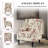Duward Beige Floral Upholstered Wingback Accent Chair with Nailhead Trim-2112725036