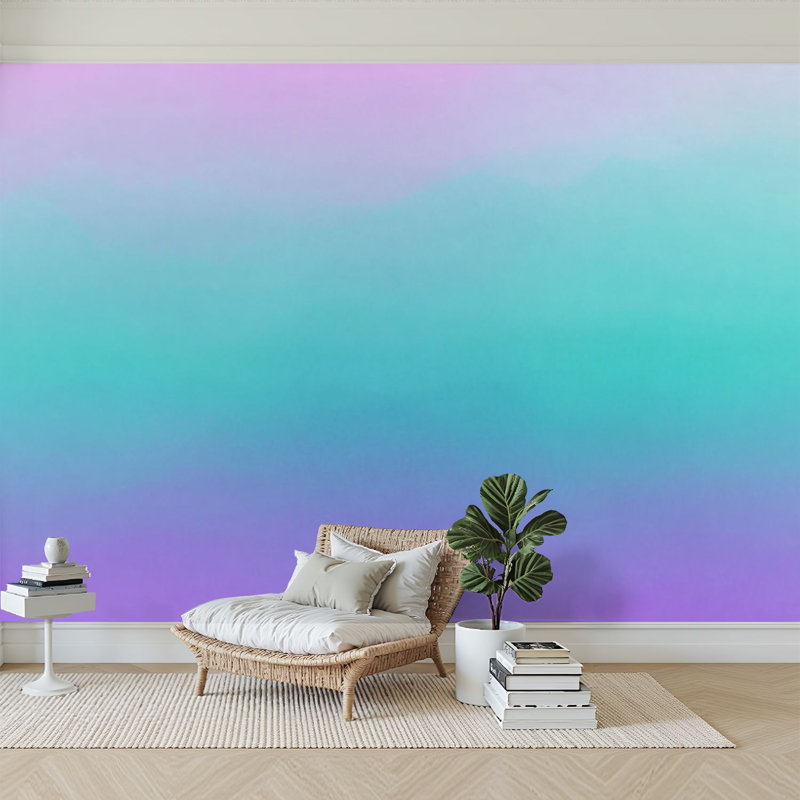 Papier peint adhésif auto-adhésif moderne l 144 po x H 100 po pour chambre à coucher Mint rose flou vert mauve minimal pour toile graphique