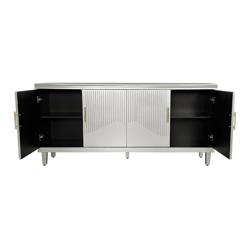 70.07"Large Size 4 Door Cabinet, Suitable For Living Room, Kitchen, Bedroom, Corridor (Champagne)
