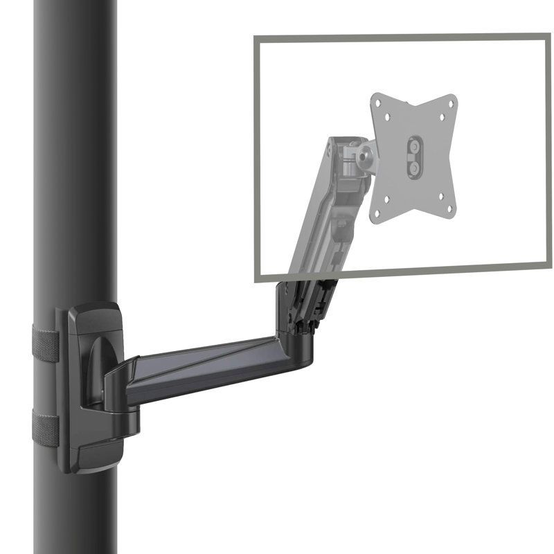CondoMounts NO Drill Full Motion Pillar/WorkBench Monitor Mount,Holds 18lbs,Up to 32" Monitor, Black
